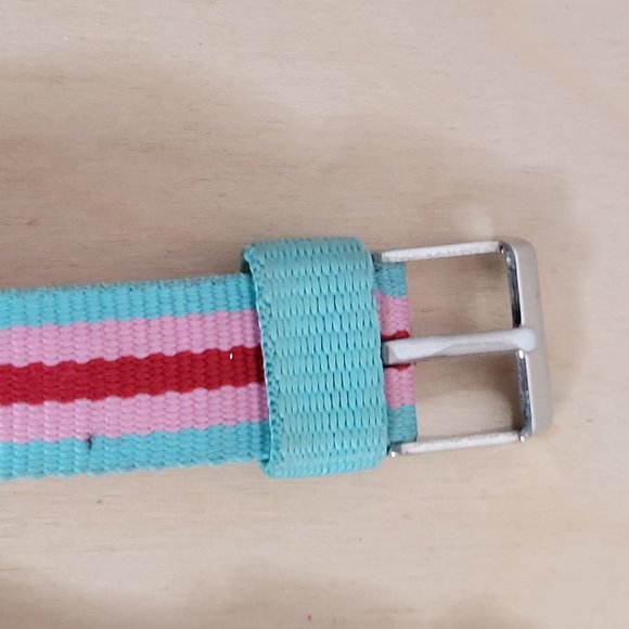 Timex Fashion Watch Fabric Band 2 Extra Bands Striped Multicolor New Battery - Picture 3 of 11